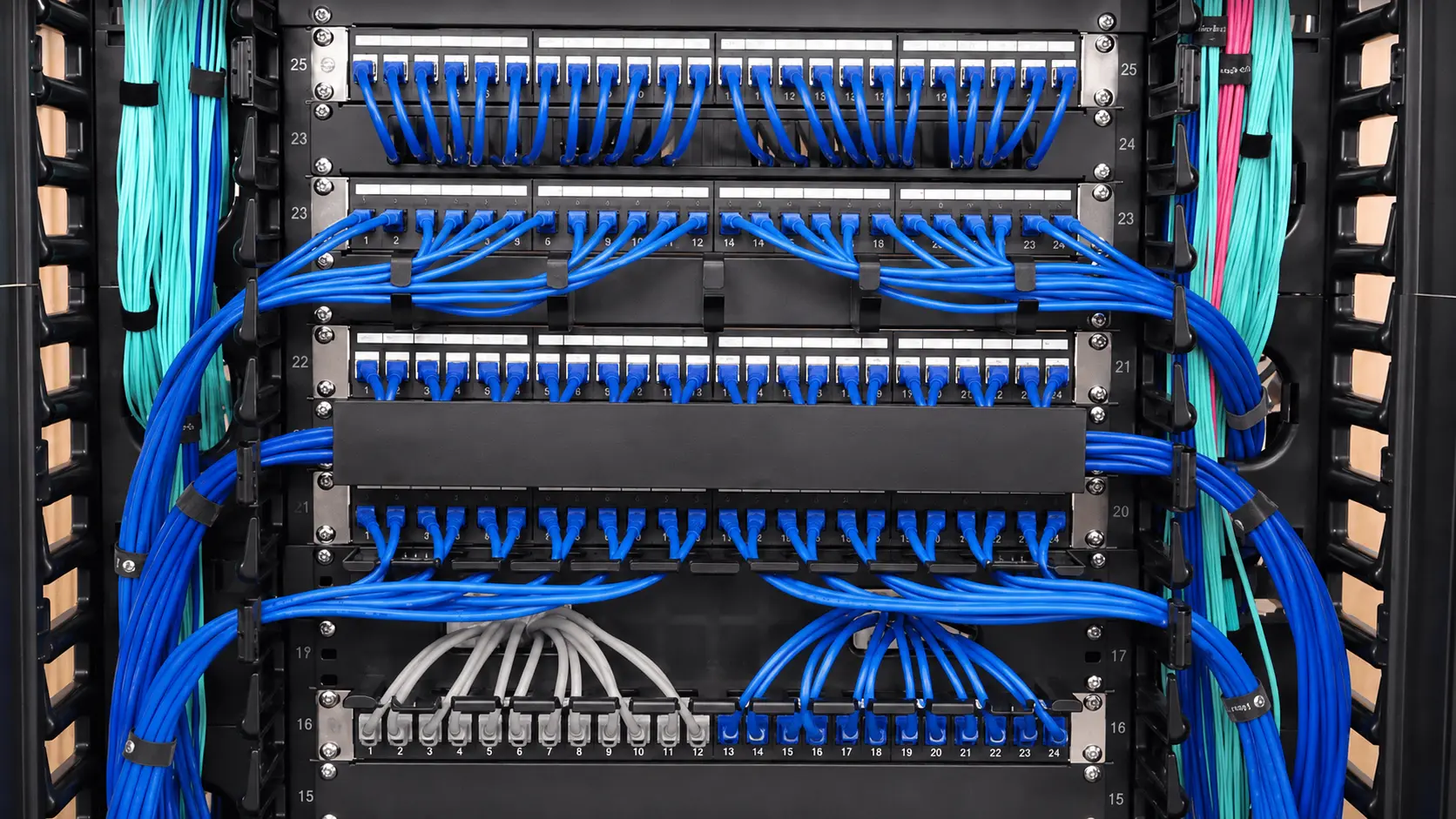 After: managed, organized structured network cabling